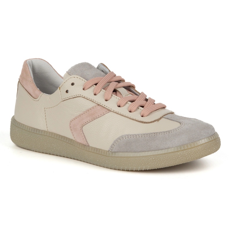 Sneakers en cuir féminin Olivier N1091 Beige 1
