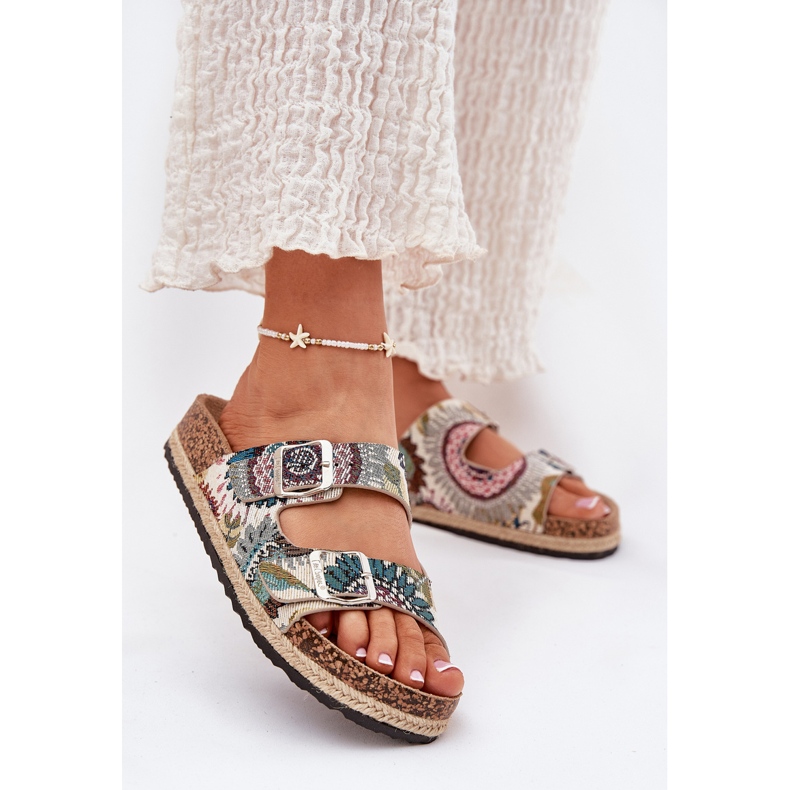 Slippers pour femmes à motifs sur une plate-forme en liège avec Lee Cooper LCW-25-35-3483l multicolor beige 2