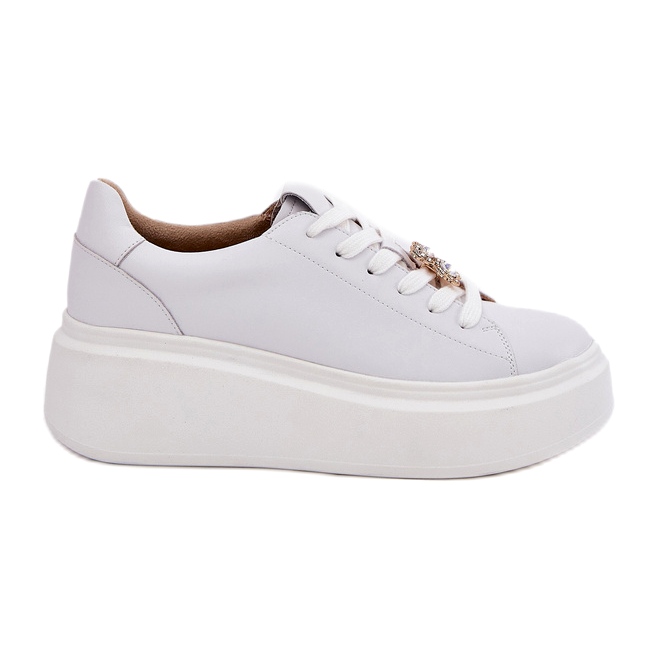 Chaussures de sport en cuir féminin sur la plate-forme avec Vinceza 39922 White blanche 4
