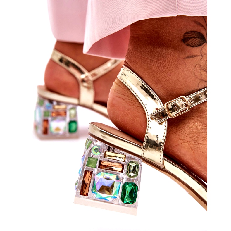 Sandales à Talons Hauts Femme avec Cristaux Doré S.Barski MR1037-01 3