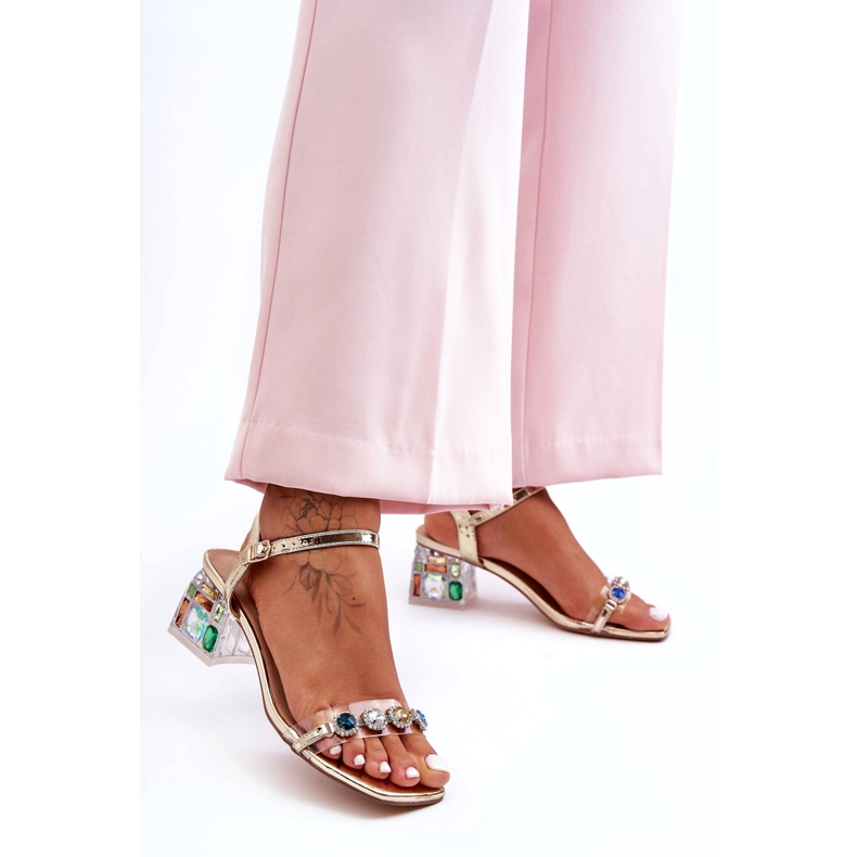 Sandales à Talons Hauts Femme avec Cristaux Doré S.Barski MR1037-01 d'or 4