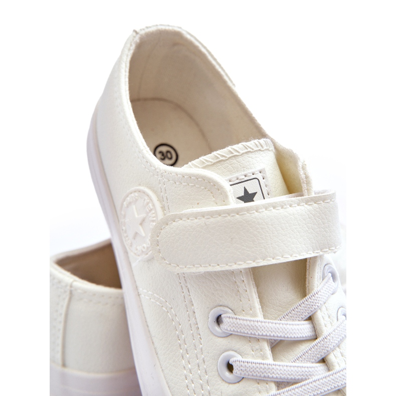 News Baskets enfant en cuir avec velcro, blanc 3