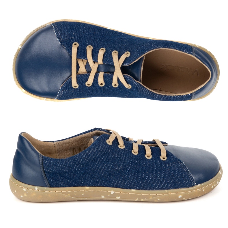 WASAK Chaussures aux pieds nus en cuir minimaliste 0771W Jean bleu marine 1