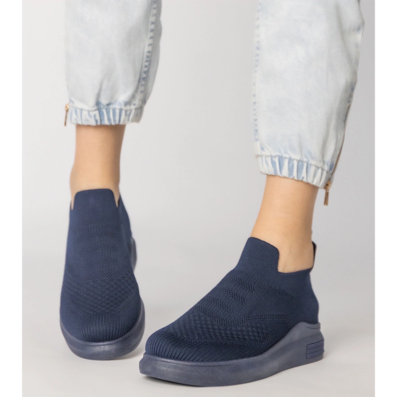 Baskets à chaussettes bleu marine 2