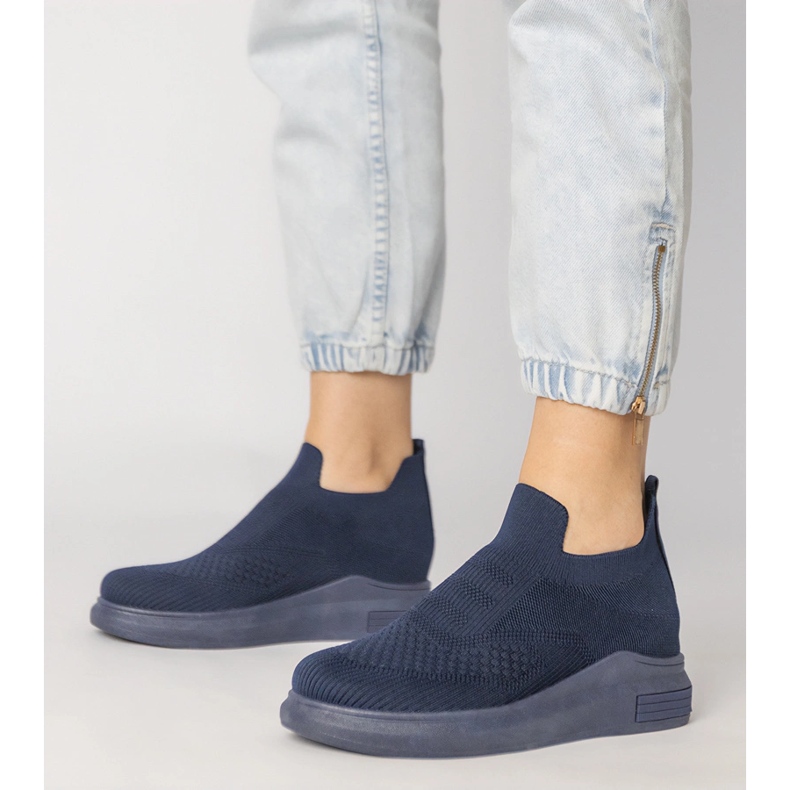 Baskets à chaussettes bleu marine 1