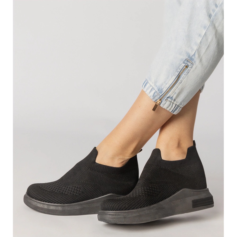 Baskets à chaussettes noires insérées le noir 2