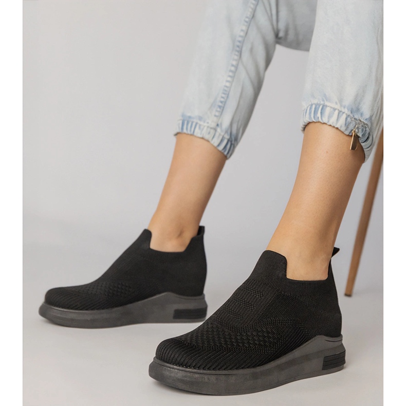 Baskets à chaussettes noires insérées le noir 1