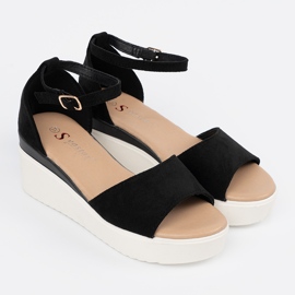 Seastar Sandales des femmes noires sur un coin blanc le noir 1