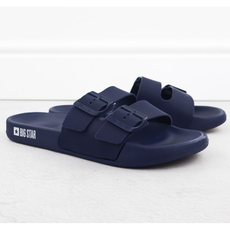 Les tongs de plage masculins Big Star RR174A038 Navy Blue Pool bleu 1