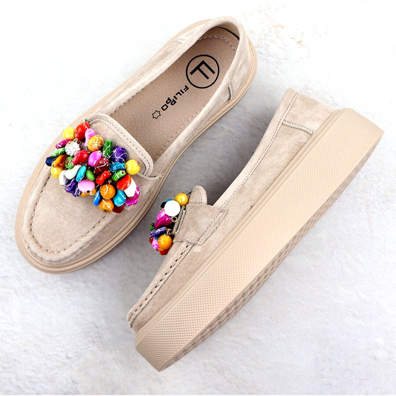 Mocassins en cuir sur la plate-forme avec beige beige filippo dp6765 4 Mocassins en cuir sur la plate-forme avec beige beige filippo dp6765 4