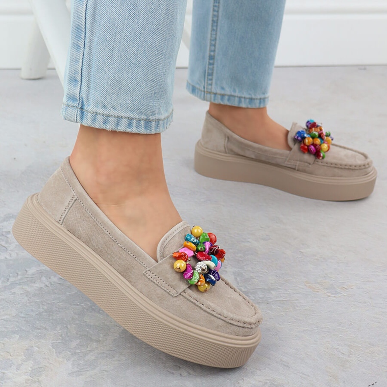 Mocassins en cuir sur la plate-forme avec beige beige filippo dp6765 5 Mocassins en cuir sur la plate-forme avec beige beige filippo dp6765 5