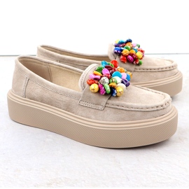 Mocassins en cuir sur la plate-forme avec beige beige filippo dp6765 3 Mocassins en cuir sur la plate-forme avec beige beige filippo dp6765 3