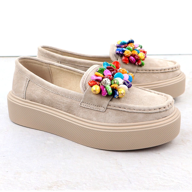 Mocassins en cuir sur la plate-forme avec beige beige filippo dp6765 3 Mocassins en cuir sur la plate-forme avec beige beige filippo dp6765 3