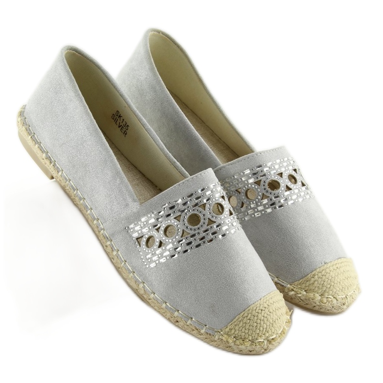 Espadrilles grises pour femme SK135 Silver 1 Espadrilles grises pour femme SK135 Silver 1