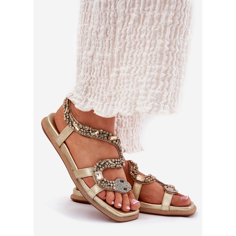 ARTIKER Sandales féminines avec décoration eco cuir tuyau artker 56c1362 or doré 1