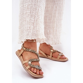 Sandales féminines avec décoration Eco sonflower Artiker 56C1361 beige 2