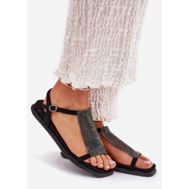 Sandales féminines élégantes plates avec artiker 56c1370 cristaux noirs le noir 1 Sandales féminines élégantes plates avec artiker 56c1370 cristaux noirs le noir 1