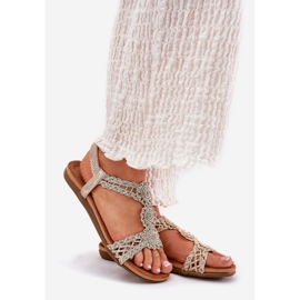 Sandales pour femmes plates avec un motif en dentelle Artiker 56C1281 PLN doré 1