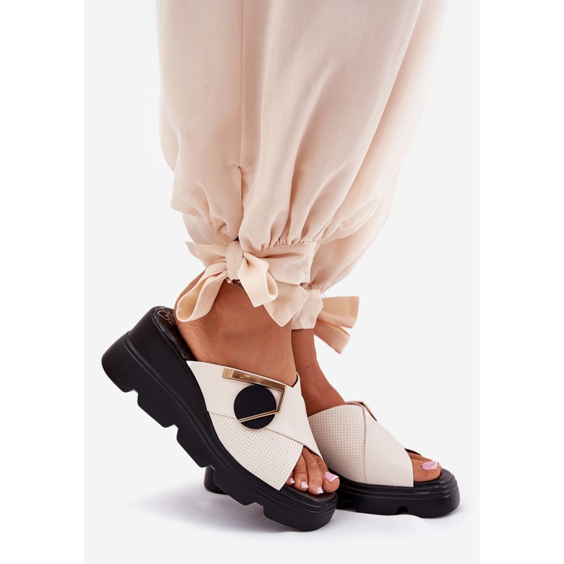 ARTIKER Cales féminines en cuir élégant avec décoration ancienne Artker 56C1585 beige 1