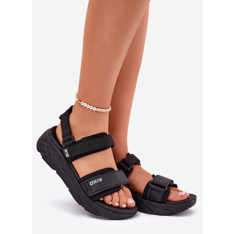 Sandales sportives féminines sur la plate-forme noire Big Star RR274A077 1