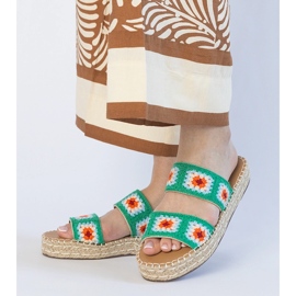 Sliples d'espadrilles vertes brodées 2