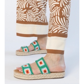 Sliples d'espadrilles vertes brodées 3