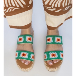 Sliples d'espadrilles vertes brodées 4