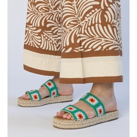 Sliples d'espadrilles vertes brodées 1