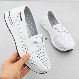Evento Chaussures en cuir pour femmes Openwork Event White Event 8443 blanche 2