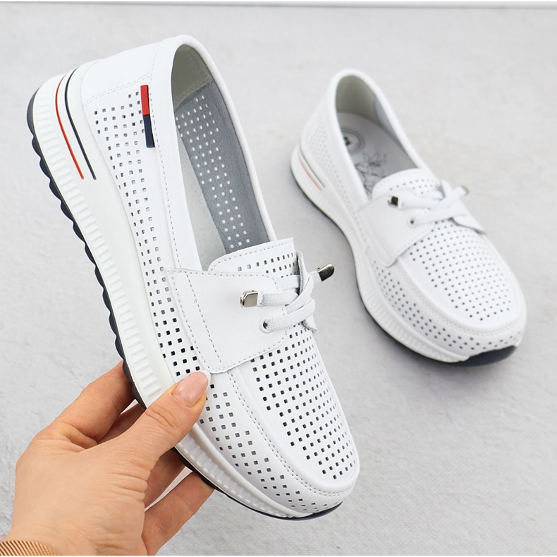 Evento Chaussures en cuir pour femmes Openwork Event White Event 8443 blanc 2