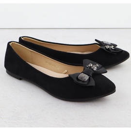 Ballerines féminines avec un arc noir Potocki BB23310 le noir 2
