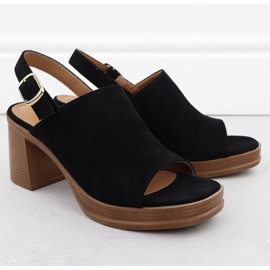 Sandales en daim pour femmes sur le Potocki Black Post 54313 le noir 2