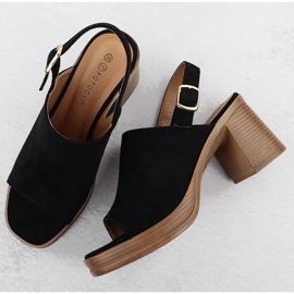Sandales en daim pour femmes sur le Potocki Black Post 54313 le noir 3