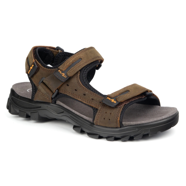 Filippo Sandales en cuir masculin MS7038 marron brun 2