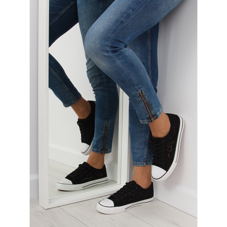 Baskets noires à lacets pour femmes NB89P Noir 2