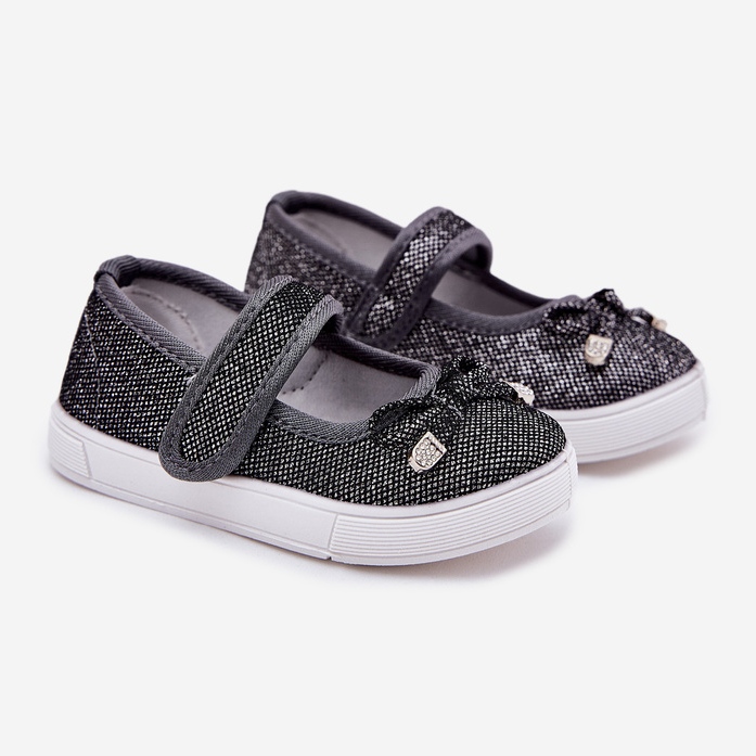 Ballerines pour enfants avec un arc noir 1