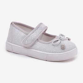 Ballerines pour enfants avec un arc en argent 4