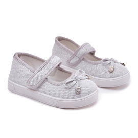 Ballerines pour enfants avec un arc en argent 5