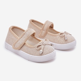 Ballerines pour enfants avec un arc d'or doré 1