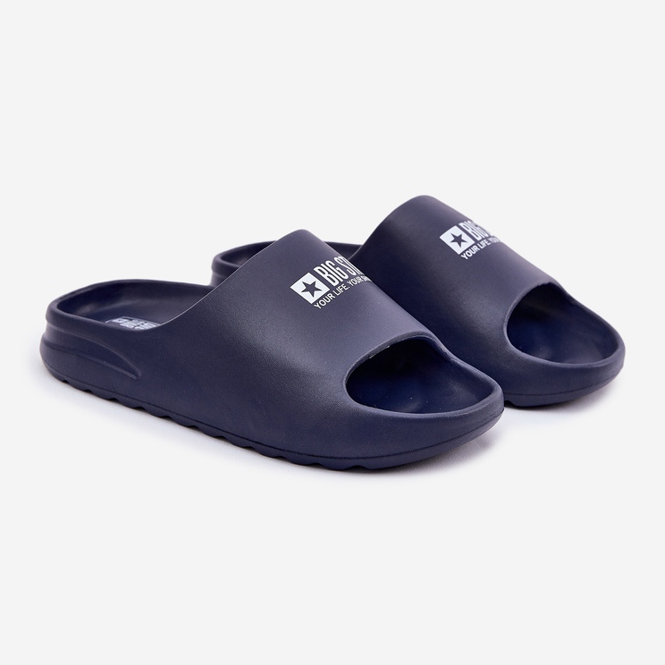 Slippers de mousse masculine avec le logo Big Star RR174A014 Navy Blue bleu 1