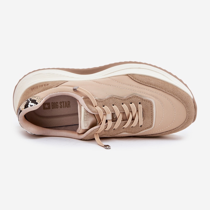 Sneakers en daim féminin sur la plate-forme Big Star RR274A345 Hi-Poly Dark-Line beige 2