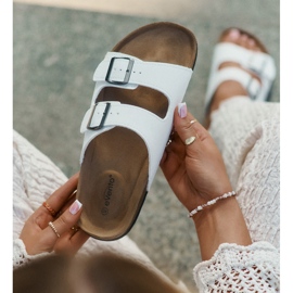 Evento Slippers pour femmes sur une plate-forme en liège avec des boucles blanches 5
