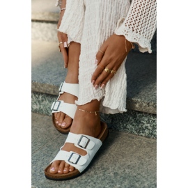 Evento Slippers pour femmes sur une plate-forme en liège avec des boucles blanches 3