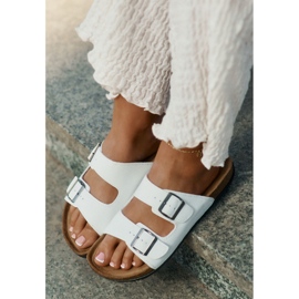 Evento Slippers pour femmes sur une plate-forme en liège avec des boucles blanches 4