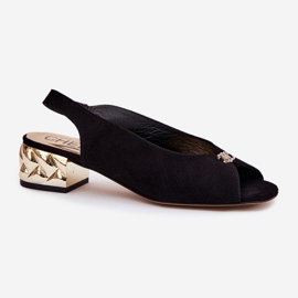 Sandales féminines élégantes en daim Chebello 4724 noir le noir 1