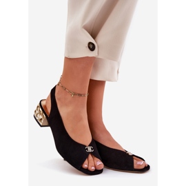 Sandales féminines élégantes en daim Chebello 4724 noir le noir 2