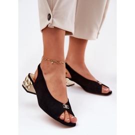 Sandales féminines élégantes en daim Chebello 4724 noir le noir 3