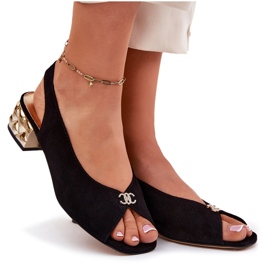 Sandales féminines élégantes en daim Chebello 4724 noir le noir 14