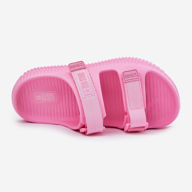 Les tongs de mousse pour femmes avec Big Star RR274A528 Pink Velcro rose 2