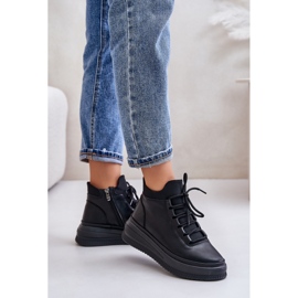 Artiker 55C1041 Chaussures de sport à plateforme en cuir léger, noir 2